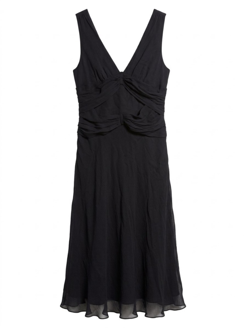 Banana Republic Vintage Crinkle Silk Chiffon Ruched Midi Dress